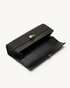 Slim Symmetry Pochette in Black Grained Leather