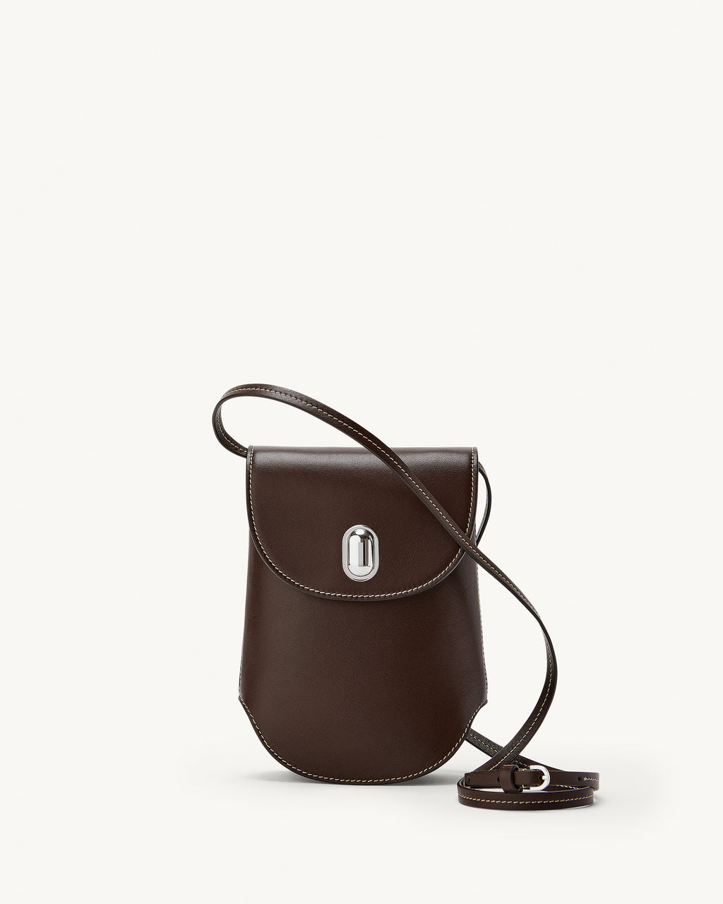 Tondo Pouch in Coffee Leather