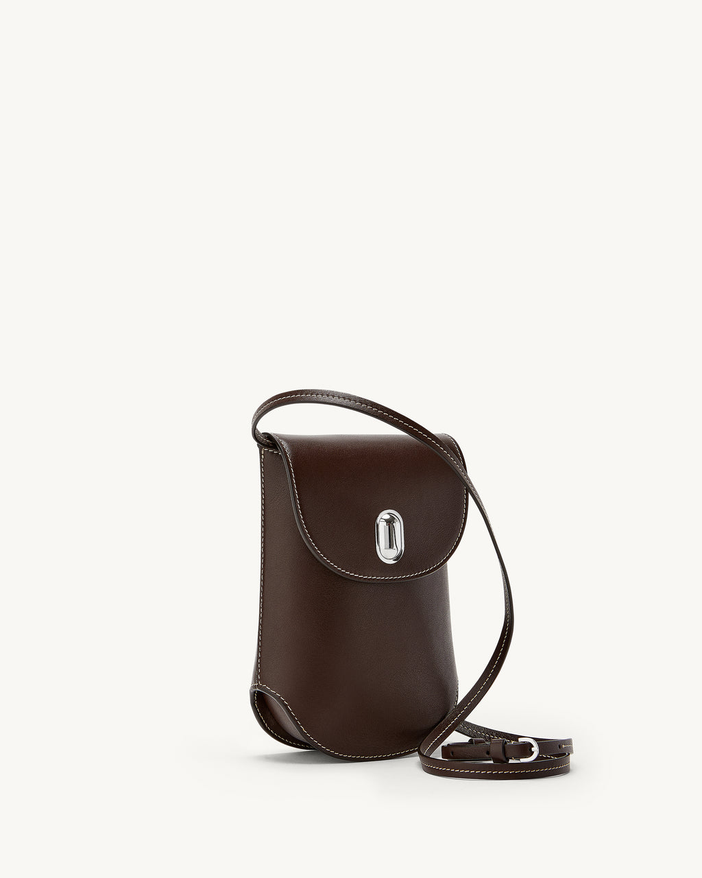 Tondo Pouch in Coffee Leather