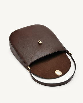 Large Tondo Hobo in Coffee Grained Leather