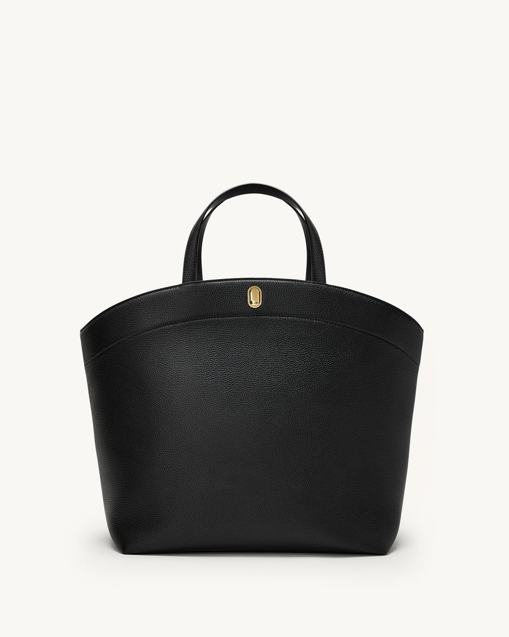 Large Tondo Tote in Black Grained Leather