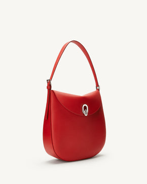 Large Tondo Hobo in Rouge Leather