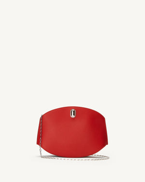 Tondo Chain Crossbody in Rouge Leather